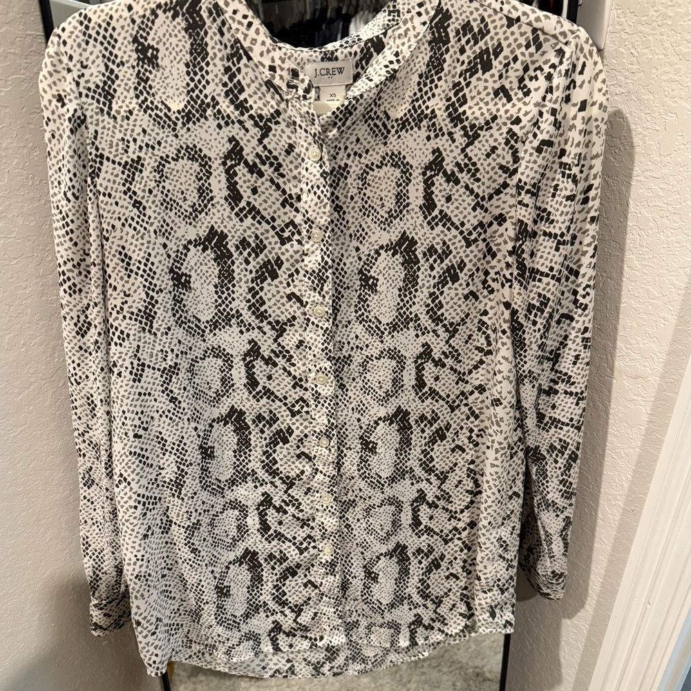 J. Crew Monochrome Snake Print Blouse